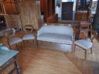 Biedermeier Sitzgruppe, Bank, 3 Stühle mit Original Stoff bezogen, um 1820 Biedermeier Sitzgruppe, Bank, 3 Stühle mit Original Stoff bezogen, um 1820