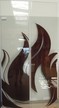 Laminiertes Glas 2 Stk. mit Furnier in Flammendekor, Versuchlamination, 2450 x 630 x 10 mm Laminiertes Glas 2 Stk. mit Furnier in Flammendekor, Versuchlamination, 2450 x 630 x 10 mm