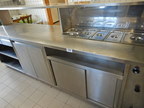 Edelstahl Warmhalteschrankmodul mit Schiebetüren und Flügeltüren, 6 GN Einsätzen, ca. 360x70x80cm Edelstahl Warmhalteschrankmodul mit Schiebetüren und Flügeltüren, 6 GN Einsätzen, ca. 360x70x80cm