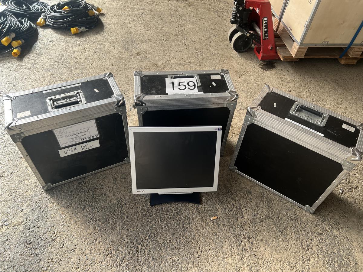 3x BENQ computer monitor incl. 3x case