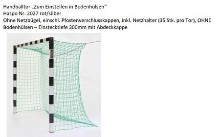 Handballtor 3x2m zum Einstellen in Bodenhülsen (nur Latten-/Pfostenkonstruktion - ohne Bodenhülsen) Handballtor 3x2m zum Einstellen in Bodenhülsen (nur Latten-/Pfostenkonstruktion - ohne Bodenhülsen)