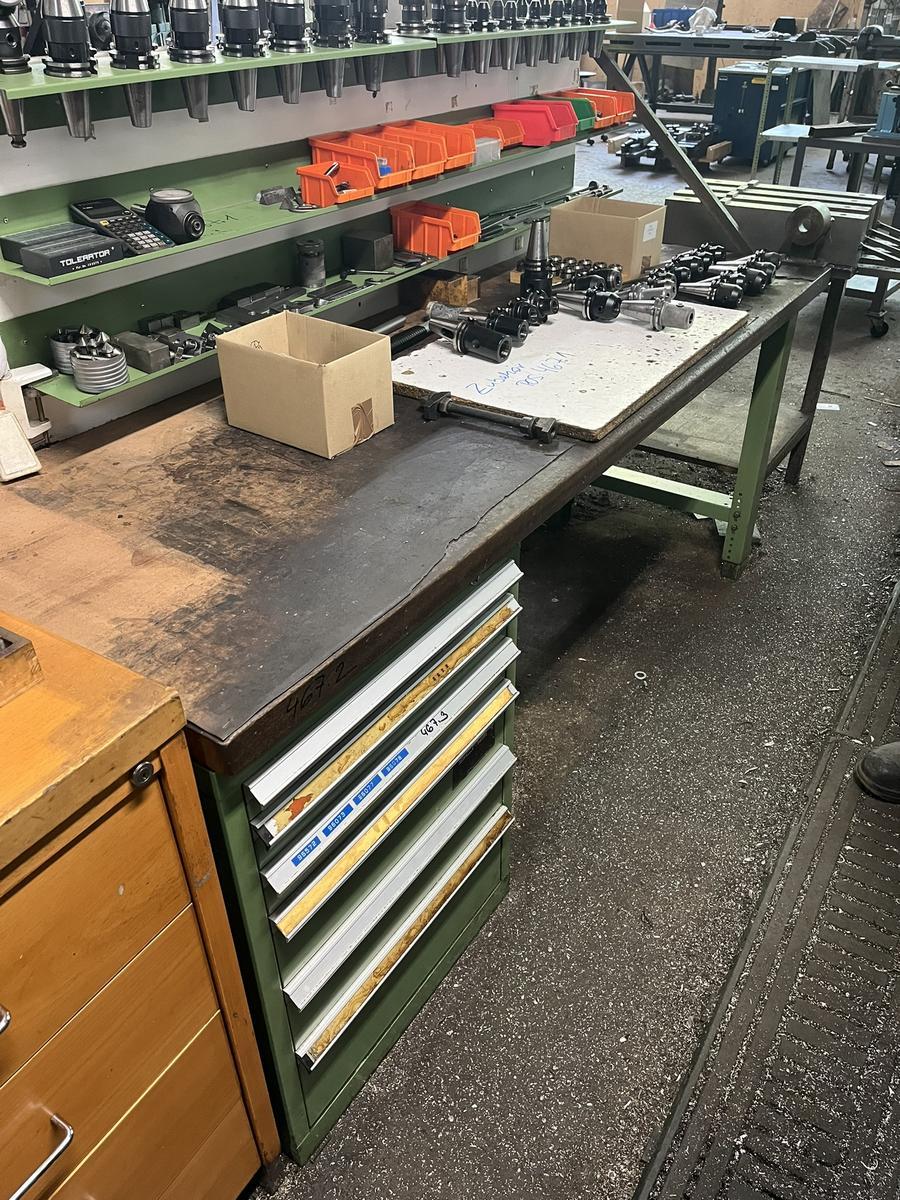 Werkbank 200x70x85cm mit 6ladigem Schrank, mit Mehrschichtplatte, OHNE Inhalt