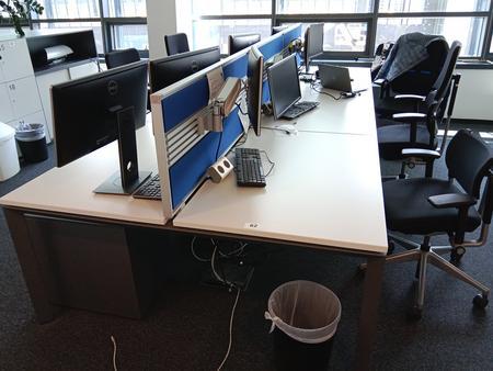 6 teiliger Arbeitsplatz mit Rückwand 320/160 cm 6 teiliger Arbeitsplatz mit Rückwand 320/160 cm