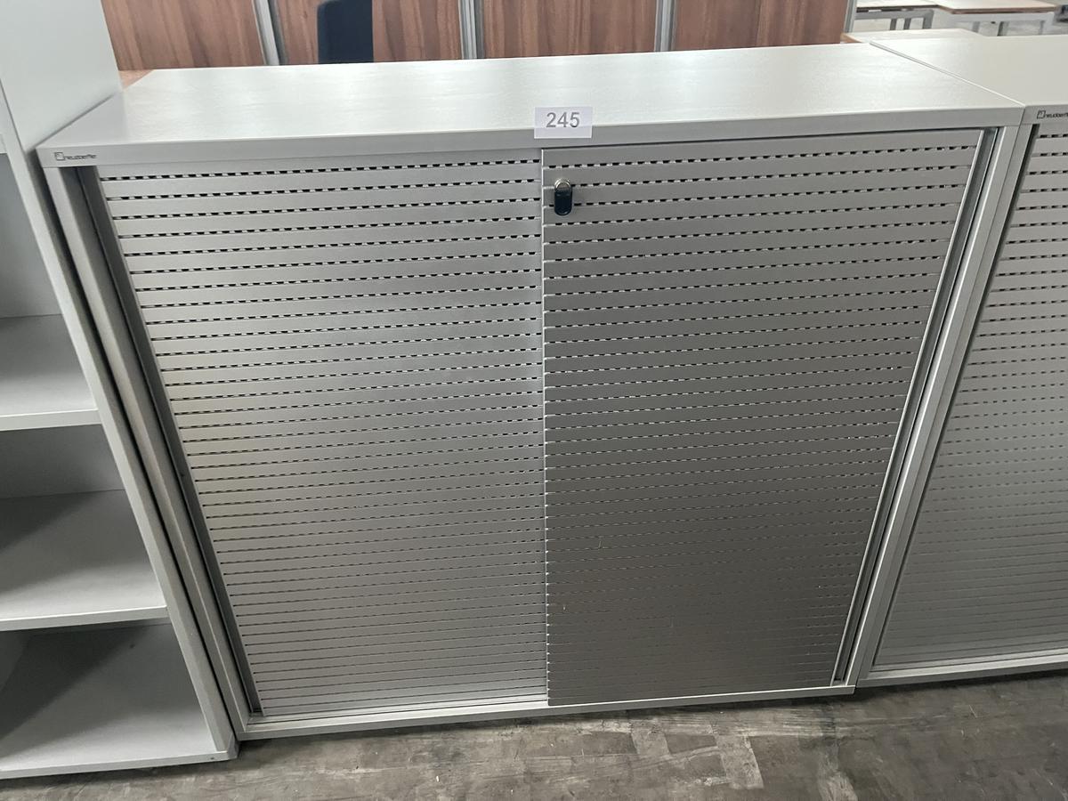 Neudörfler Aktenschrank mit Schiebetüre, grau, ca. 120x45x115cm