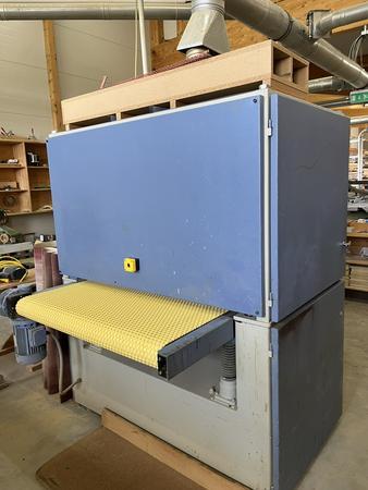 OTT - EURO 2-Band-,Breitbandschleifmaschine - Typ EU210WS - Baujahr 1996 - 12 KW - 1100 mm Durchgang OTT - EURO 2-Band-,Breitbandschleifmaschine - Typ EU210WS - Baujahr 1996 - 12 KW - 1100 mm Durchgang