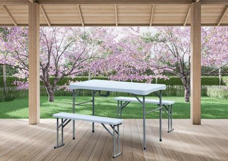 Biergarnituren Set klappbar, Tisch 113x61x74cm, Hocker 90x20x41cm Biergarnituren Set klappbar, Tisch 113x61x74cm, Hocker 90x20x41cm
