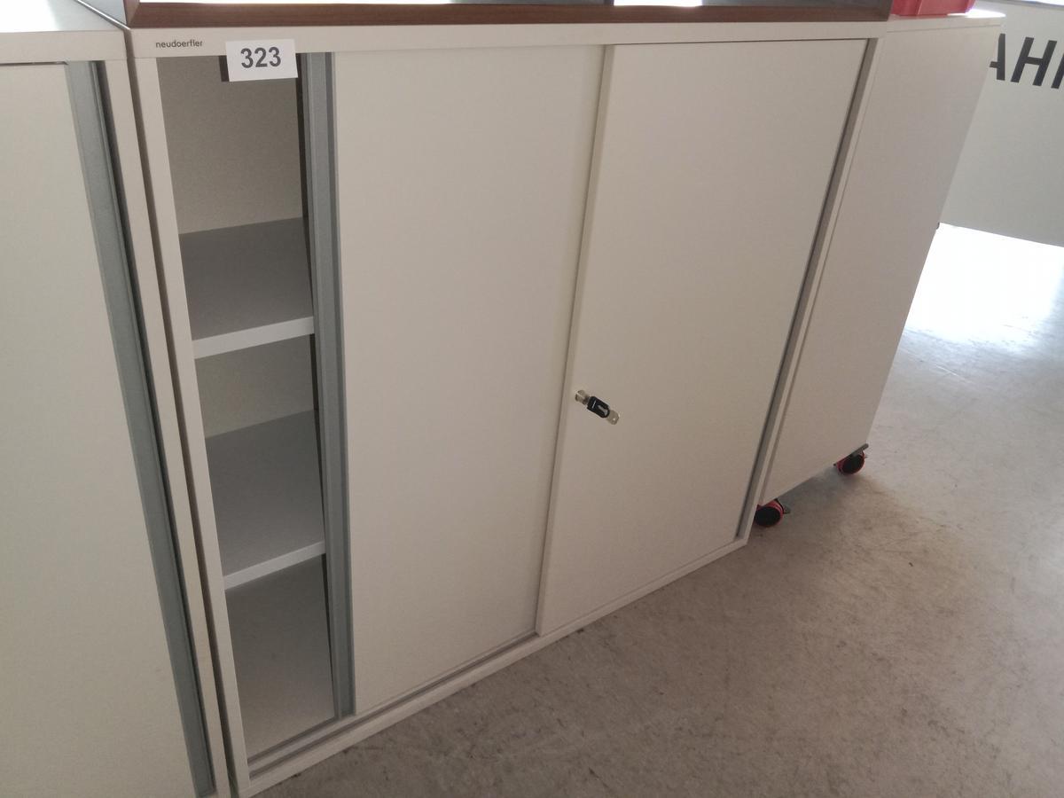 Neudörfler Aktenschrank, 120x45x113cm, 3 Ordner hoch, cremefarbig, mit Schlüssel