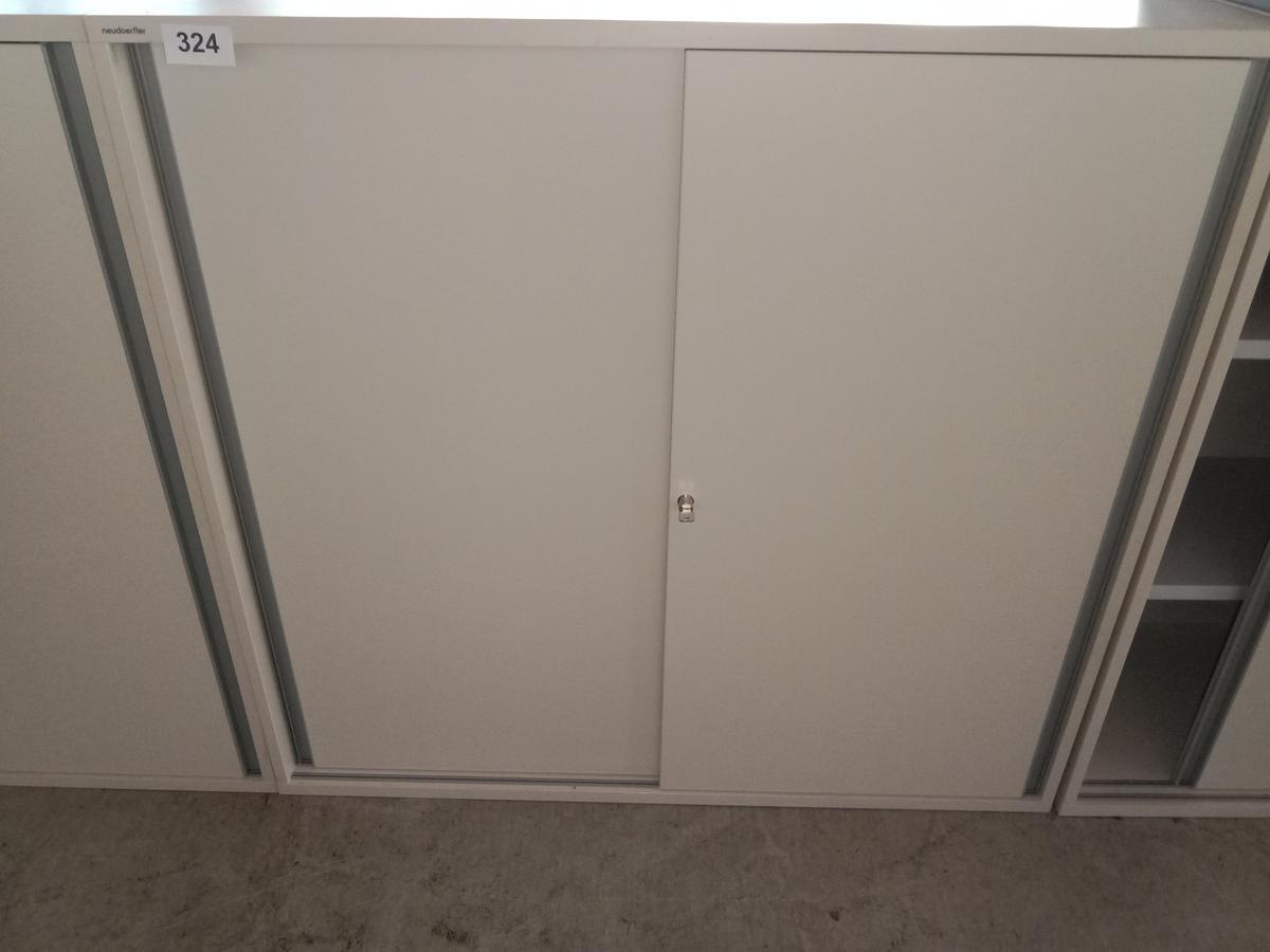 Neudörfler Aktenschrank, 120x45x113cm, 3 Ordner hoch, cremefarbig, mit Schlüssel