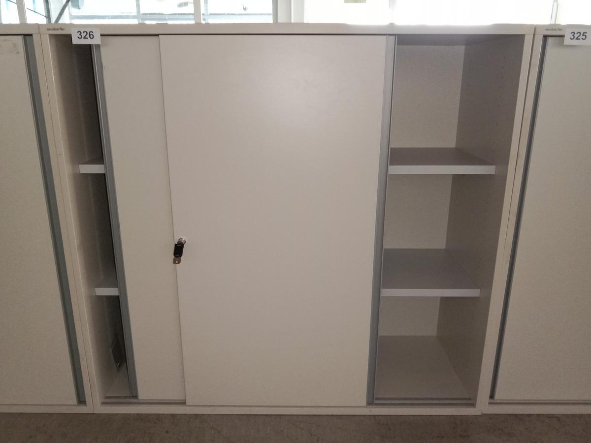 Neudörfler Aktenschrank, 120x45x113cm, 3 Ordner hoch, cremefarbig, mit Schlüssel
