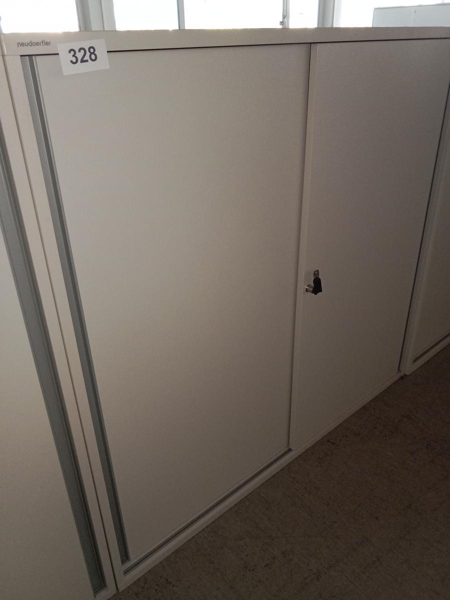 Neudörfler Aktenschrank, 120x45x113cm, 3 Ordner hoch, cremefarbig, mit Schlüssel