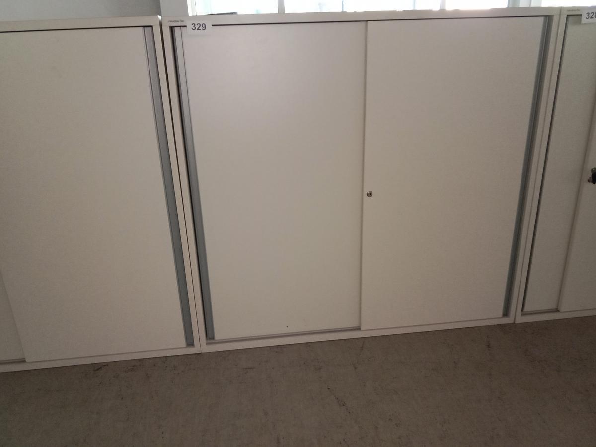 Neudörfler Aktenschrank, 120x45x113cm, 3 Ordner hoch, cremefarbig, mit Schlüssel