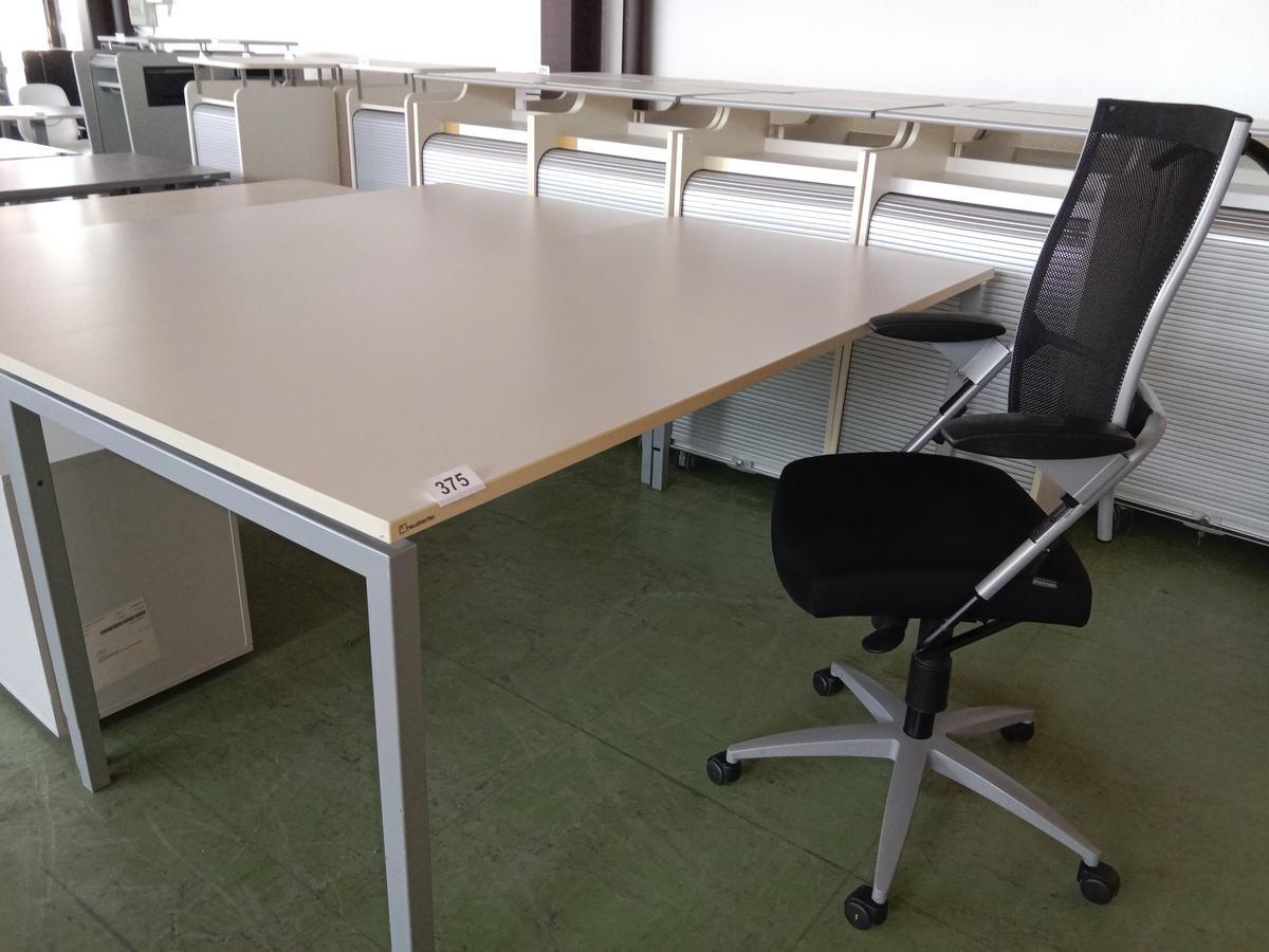 Neudörfler Schreibtisch, ca. 180x90cm, Gestell grau, Platte creme