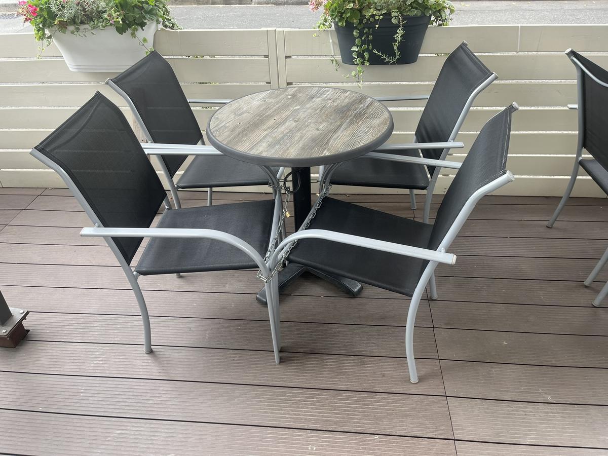 kpl. Gastgarten: 22 Stk.Stühle,4 Stk. Tische 70 cm, 1 Stk. 60x60 cm?d=2025-09-14 00:01:37