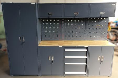 Werkstattschrankwand, L/H/T ca.2600x1900x460mm