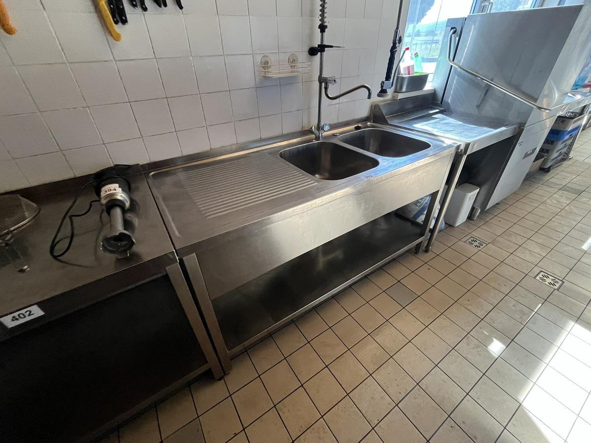 Edelstahl Doppelspülbecken mit Brause 160/70 cm Becken je 40/50 cm