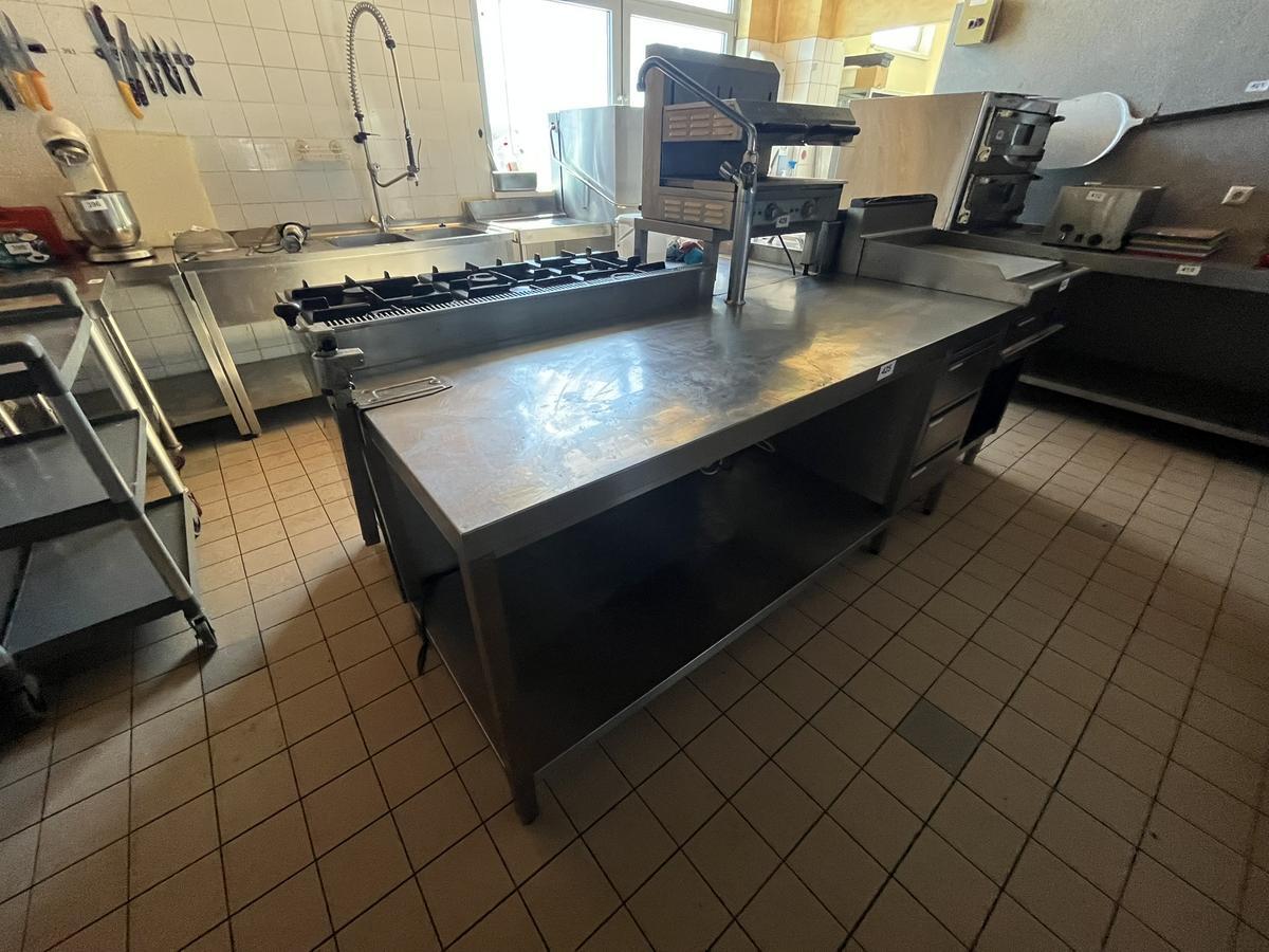 Edelstahl Arbeitsmodul mit Dosenöffner ca. 190/70 cm mit Armatur