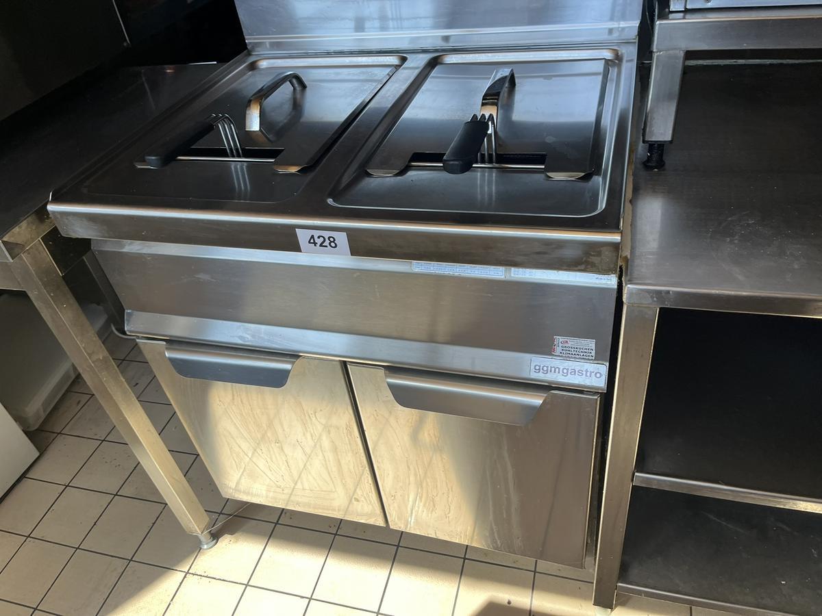 GGM BERTO Gas Doppelfritteuse Korb 30/40/17 cm 33 KW 80/70/110 cm