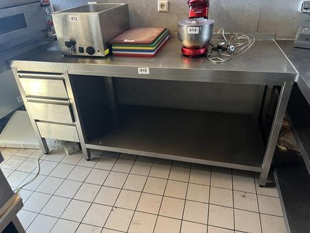 Edelstahl Arbeitsmodul mit 3 Laden 180/70 cm