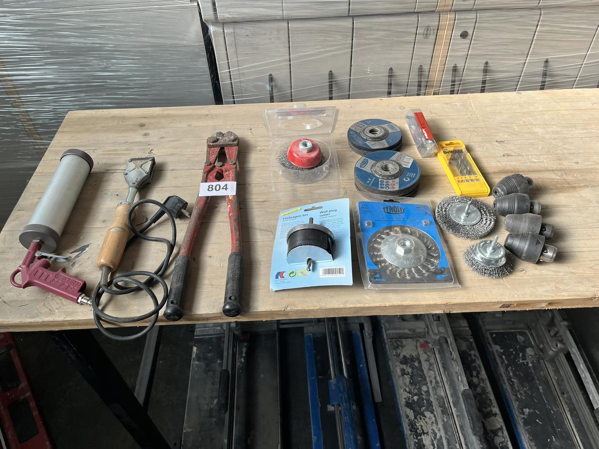 Bolzenschere,Silikonpresse,Posten Schleifmittel NEU