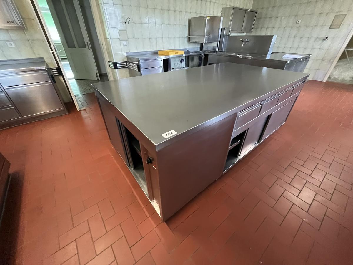 Küppersbusch Kochinsel 231/124/85 cm mit Wärmeschrank, 4 Auszugsladen,Unterbau mit Schiebetüren?d=2025-09-16 22:19:00
