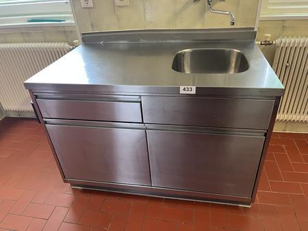 Kppersbusch Edelstahl-Auszugsladenschrank mit Splbecken 122/70/85 cm