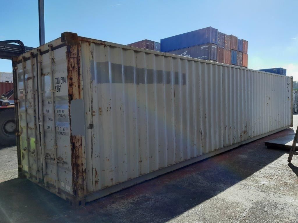 40 Fuß See- und Lagercontainer, grau, Containernummer: XXXX030604-1, gebraucht