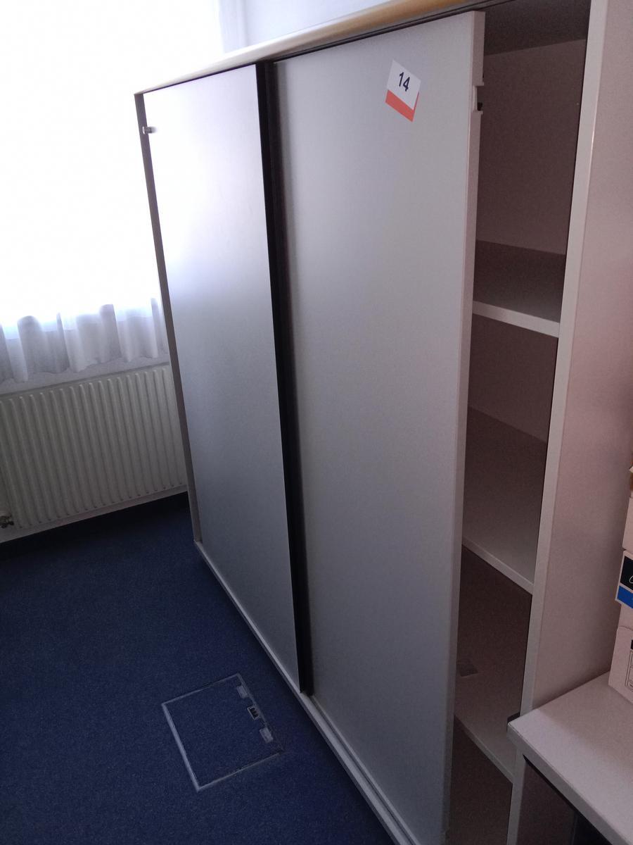 Aktenschrank, 160cm lang, 4 Ordner hoch, grau