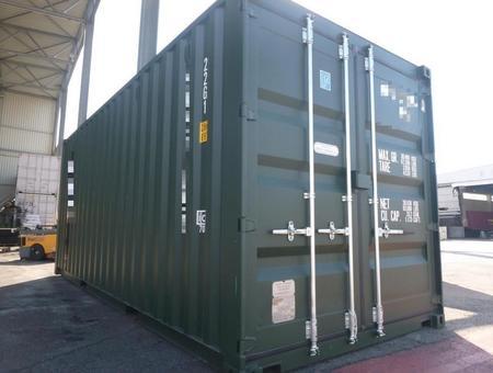 ENNS: 20 Fuß ISO See- und Lagercontainer, RAL 6007, Containernummer: UNDU238314-4 ENNS: 20 Fuß ISO See- und Lagercontainer, RAL 6007, Containernummer: UNDU238314-4