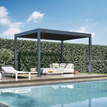 Pergola - Terassenberdachung, ca. 3x4m, Hhe: ca.2,5m , Konstruktion aus pulverbeschichtetem Aluminium in Anthrazit hnlich RAL7016