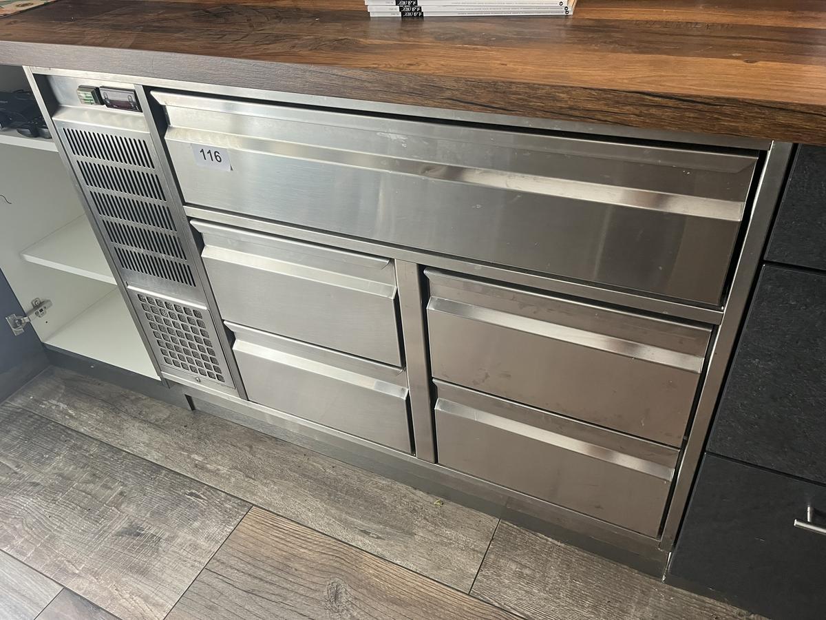 Einschubkühlpult mit Panierlade 4 Laden ca. 115/65/85 cm steckerfertig mit Aggregat