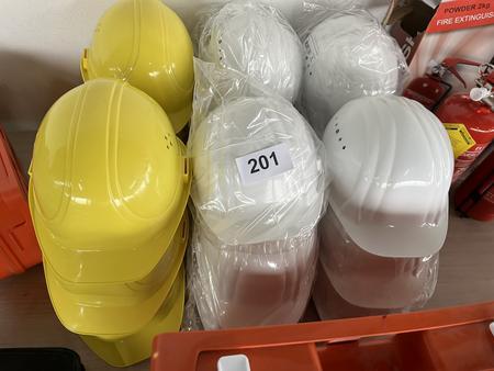 18 Stck Bauhelme fabriksneu gelb/wei