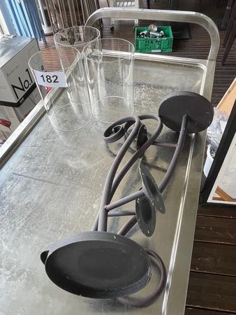 3 Stk. Wandkerzen, schwarz /Glas