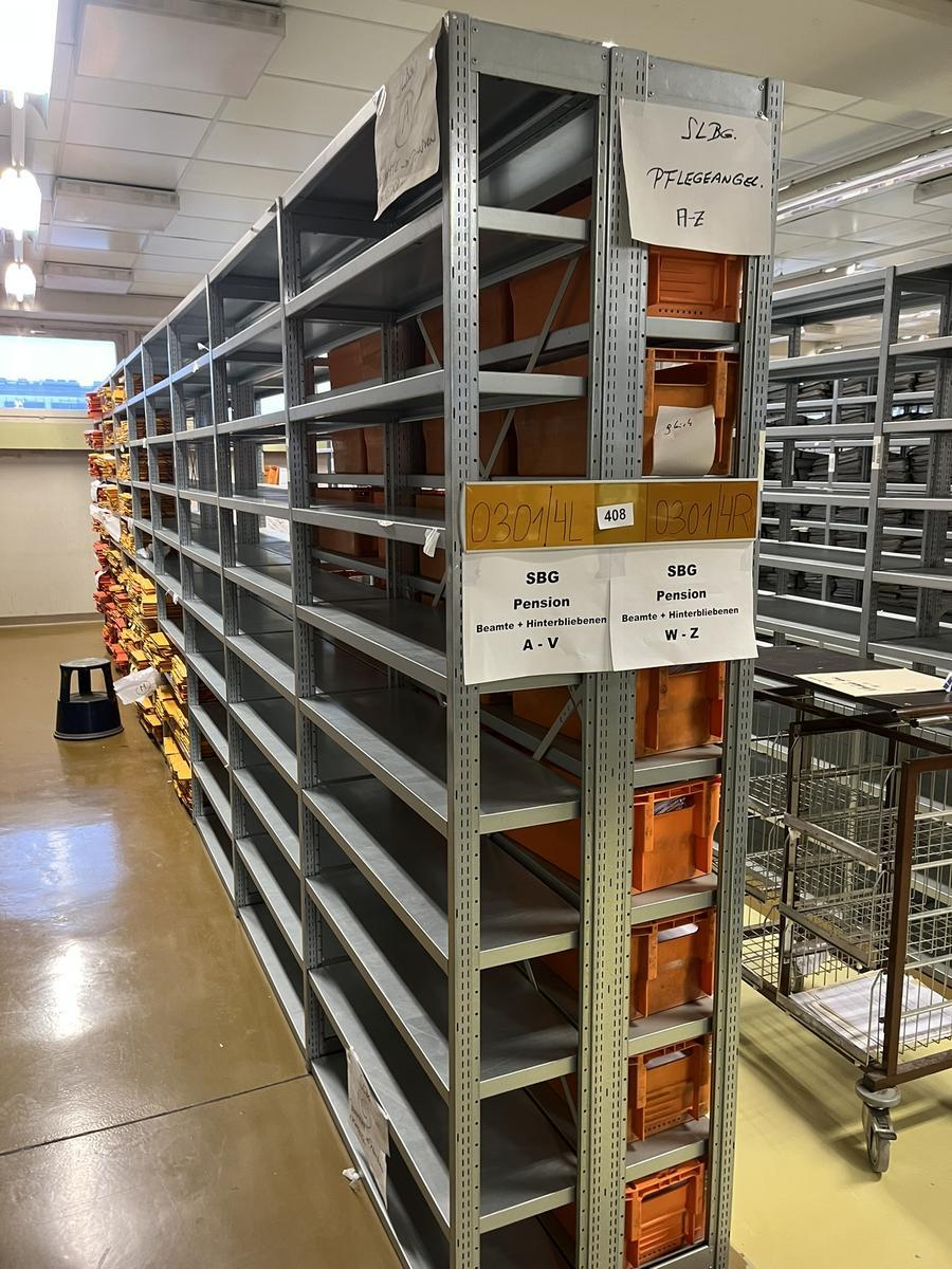 ca. 7.8 Laufmeter Steckregalanlage mit Fachb&ouml;den, 60cm tief, 224cm hoch