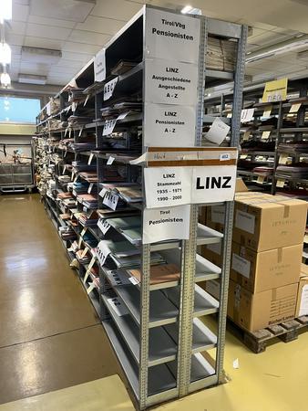 ca. 7.8 Laufmeter Steckregalanlage mit Fachböden, 60cm tief, 224cm hoch ca. 7.8 Laufmeter Steckregalanlage mit Fachböden, 60cm tief, 224cm hoch