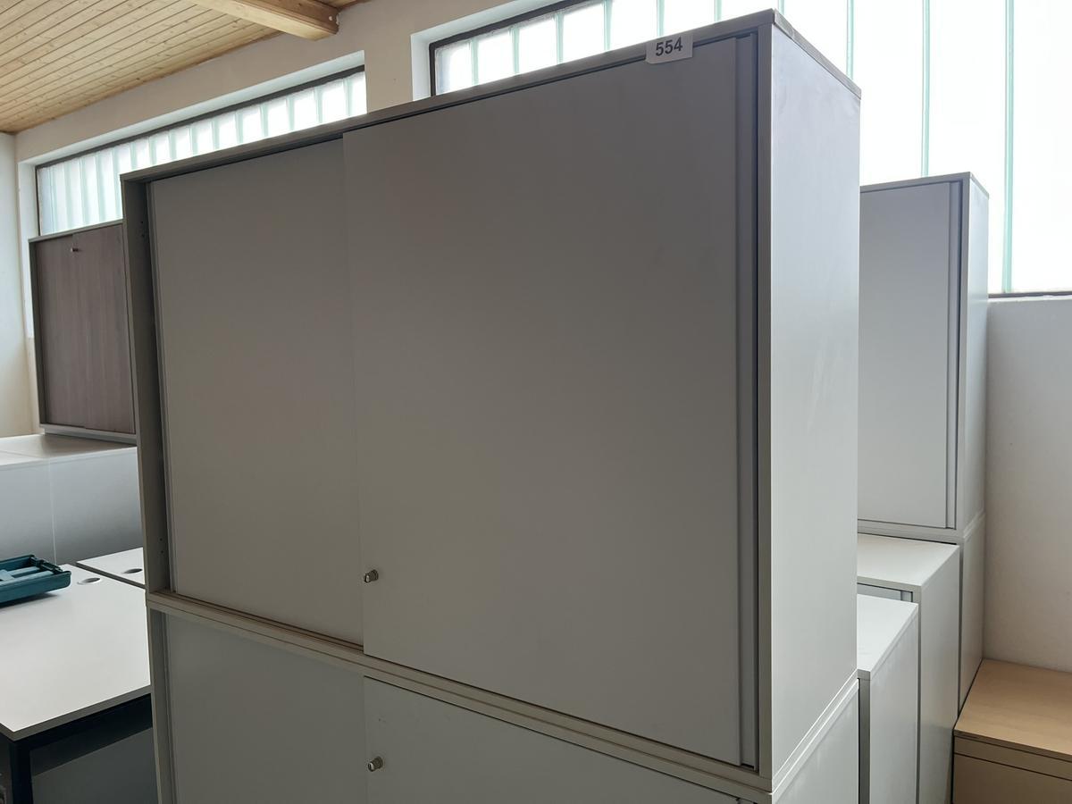 Aktenschrank 160/110 cm 3 Ordnerh&ouml;hen grau mit Schiebet&uuml;ren?d=2026-01-20 11:51:33