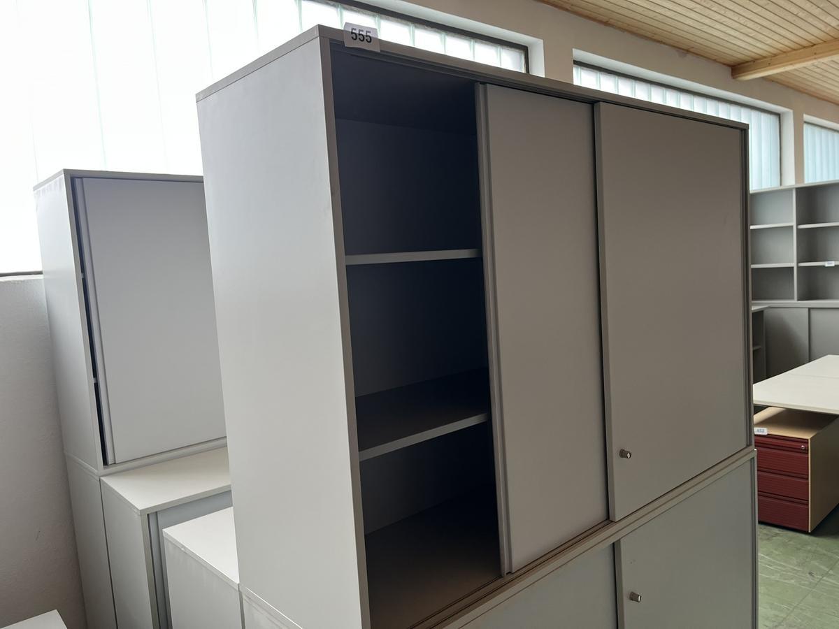 Aktenschrank 160/110 cm 3 Ordnerh&ouml;hen grau mit Schiebet&uuml;ren?d=2026-01-20 11:51:33