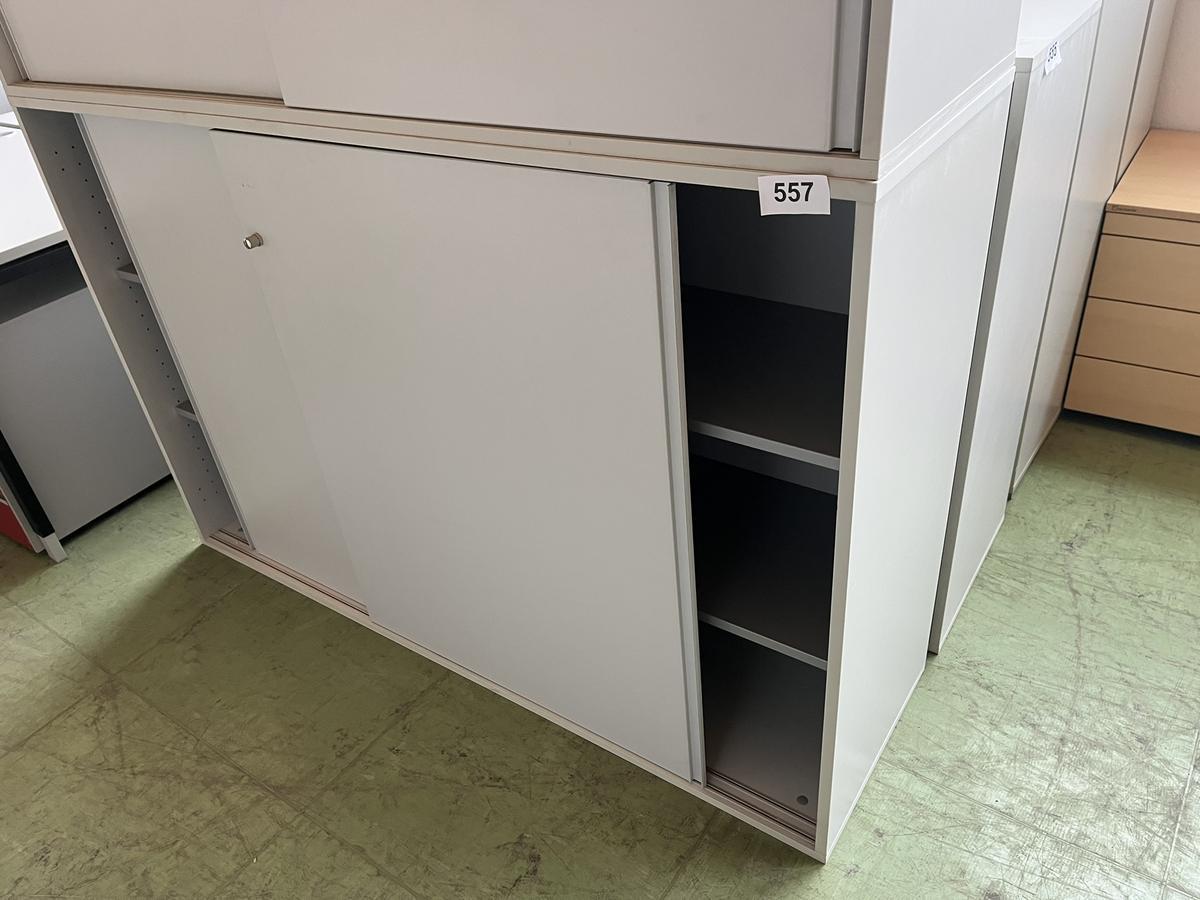 Aktenschrank 160/110 cm 3 Ordnerh&ouml;hen grau mit Schiebet&uuml;ren