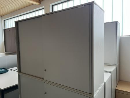Aktenschrank 160/110 cm 3 Ordnerh�hen grau mit Schiebet�ren