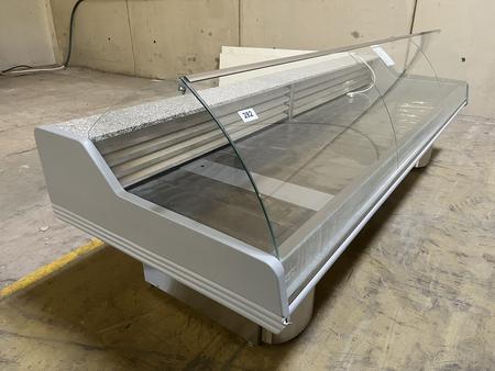 Verkaufspult in Edelstahl mit Granitplatte, Blanco Saigon 350, ca 350x117x118cm