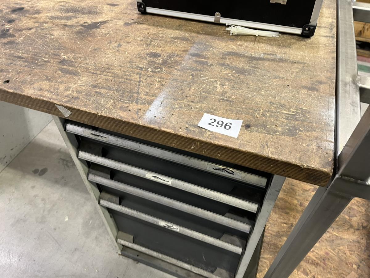 Werkbank mit Massivholzplatte links/rechts mit Schubladen