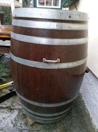 Weinfass mit Tragegriffen, pr�pariert f�r den Au�enbereich, Eiche, H-105cm, DM Fassboden 62cm