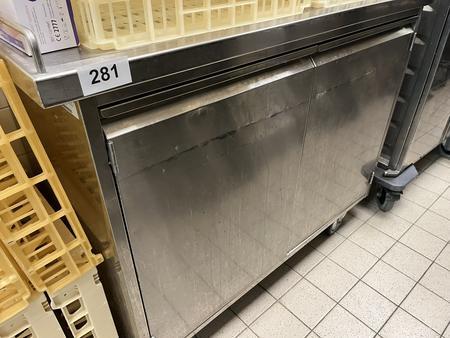 Edelstahl Arbeitstisch mit Rollen, Unterbau mit T�re