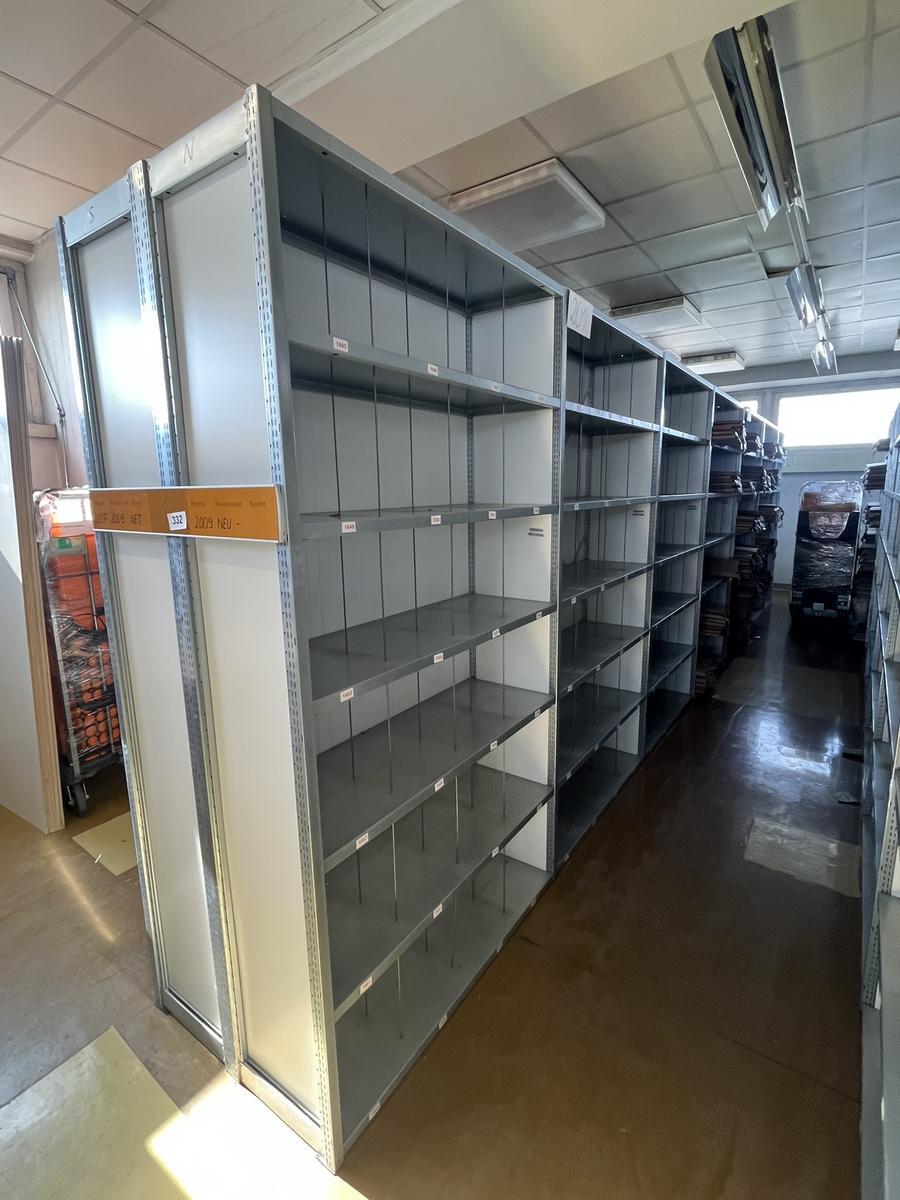 8.4 Laufmeter Doppelregale 40/40 breit, 225 cm hoch 6 Fachebene