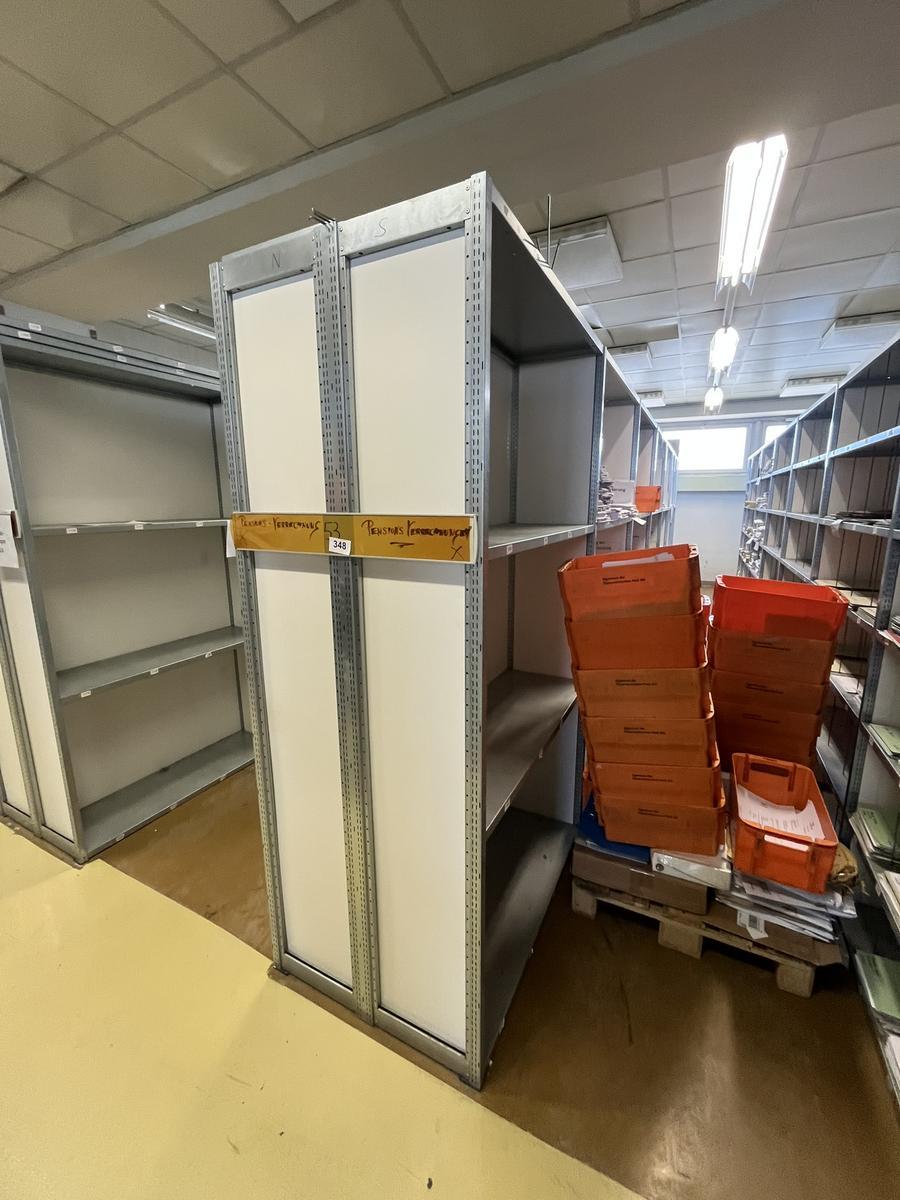 8.4 Laufmeter Doppelregale 40/40 breit, 225 cm hoch 6 Fachebene