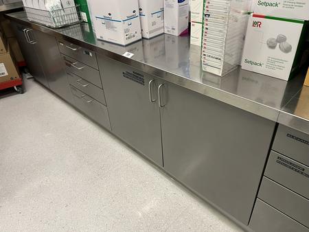 Edelstahl Arbeitstischmodul, 310x60x85cm, mit Laden