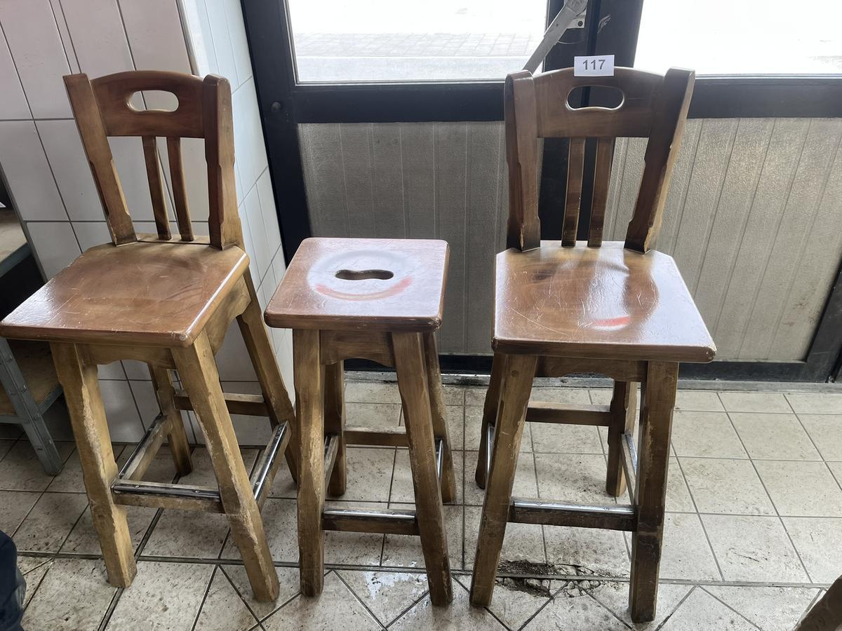3er Barhocker-Set, 2 Stk. mit Lehne, 1 Stk. ohne Lehne