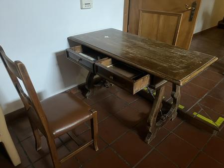 Tisch mit 2 Laden + 1  Stuhl, 140 x 65 x 80