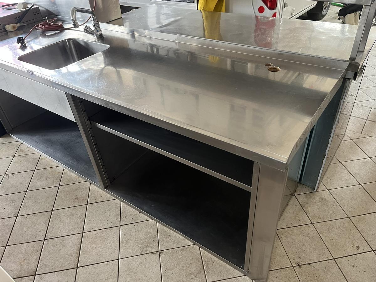 Edelstahl K&uuml;chenmodul mit Sp&uuml;lbecken, 230x70x80cm