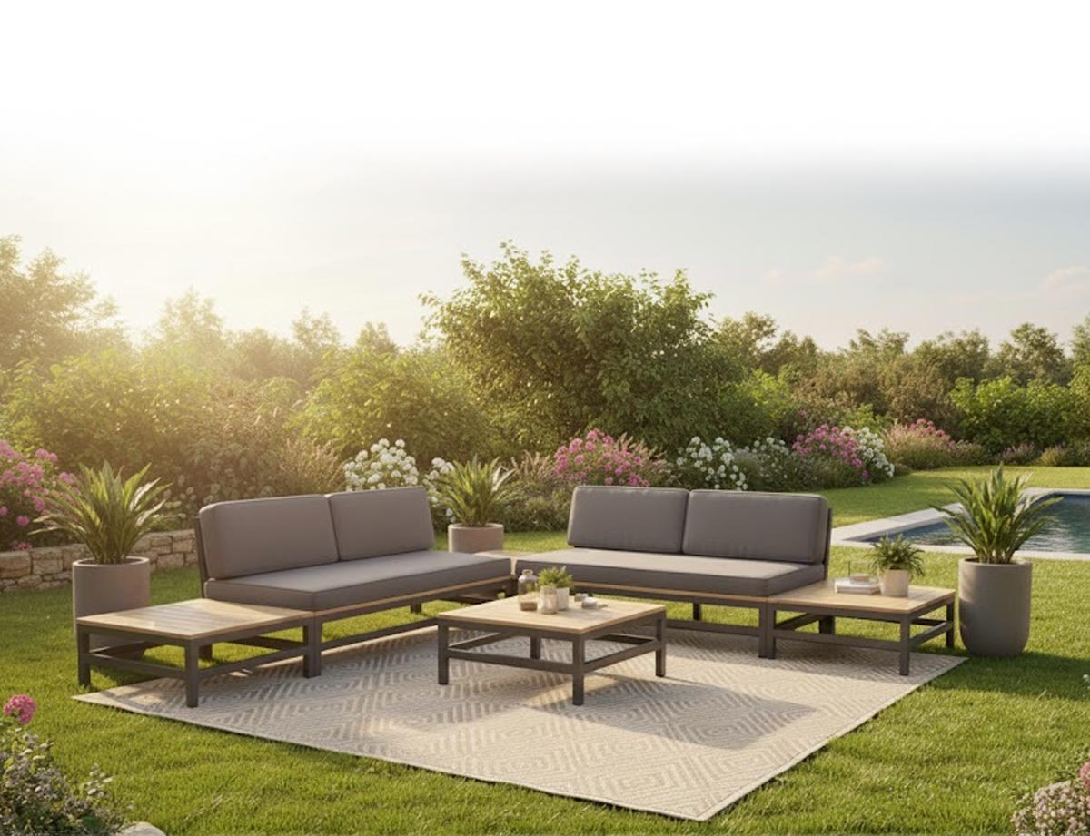Gartenlounge Set NEU, Modulare Premium Garten Lounge Eckseit, 6-tlg. Premium Qualit&auml;t u. Felxibilit&auml;t