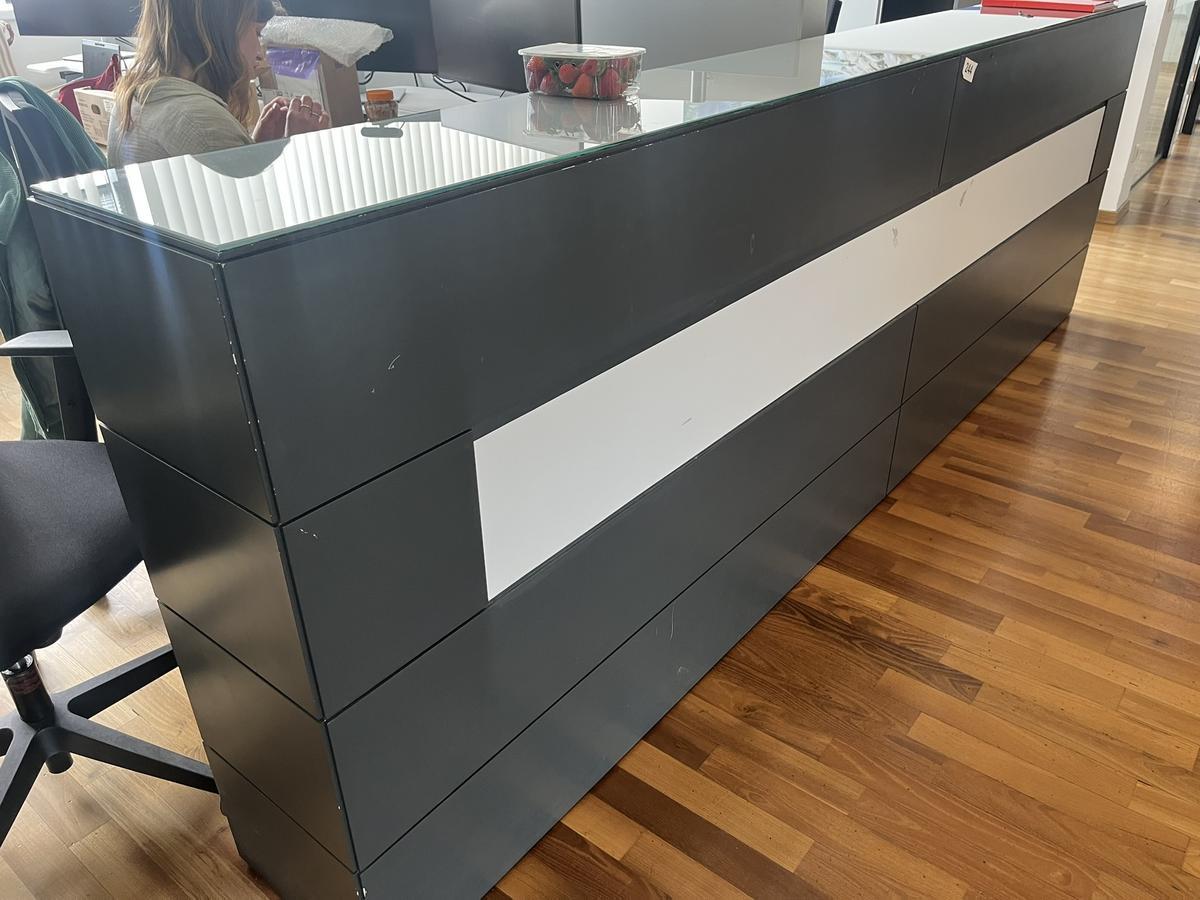 Empfangspult mit Glasplatte ca. 325/35/106 cm ohne Elektroinstallation